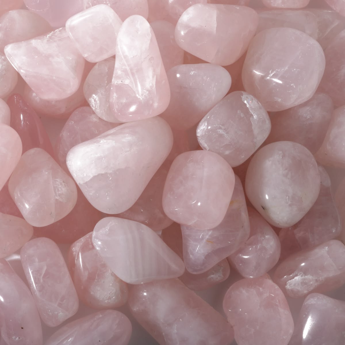 Rose quartz stones in blush pink tones